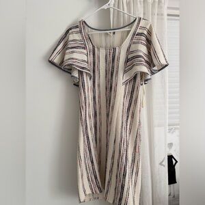Akemi + Kin Anthropologie Womens Dress Size Small White Striped Flutter Sleeve